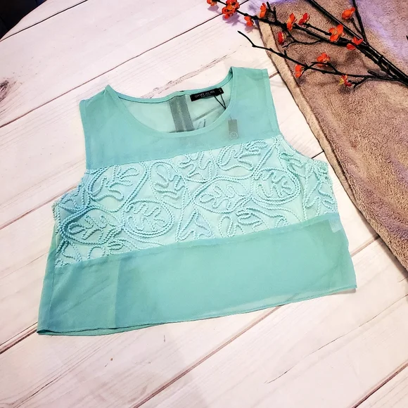 Oh My Julian Mint lace Crop Top S NWT - Picture 4 of 5